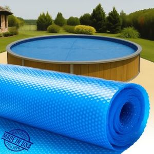 SunHeater 12-Foot Round Solar Pool Cover - Blue Bubble Thermal Blanket for Above-Ground Pools, Retains Heat, Reduces Evaporation, and Keeps Debris Out