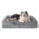 Bedsure Dog Sofa Bed Extra Large - Washable Orthopedic Dog Beds and Couch with Removable Flannel Zipper Cover, XL Waterproof Human Dog Bed for Adults, Grey Squre Pet Bed Fits up to 45kg, 106x80x16cm