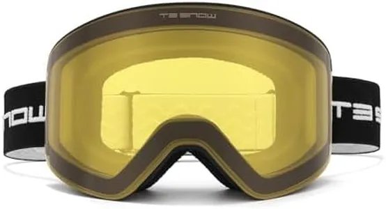 T3 Snow Ski Snowboard Goggles, Universal Fit, Magnetic Interchangeable Lens (Yellow)