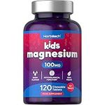 Magnesium Tablets for Kids | 100mg | 120 Chewable Tablets | Berry Flavour Vegan Supplement | by Horbaach