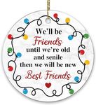 Fvviia Friend Christmas Ornament Gifts for Women - Friendship Ceramic Ornament 3'' Gifts for Women Friend - Bestie Gifts - Sister Gifts from Sister On Birthday - Xmas Tree Hanging Decoration