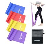 GRIFEMA GA5002 Resistance Bands [Set of 4] 1.8m Exercise Resistance Bands Set Women and Men, 4 Different Levels Stretch Bands for Exercise, ‎Blue, Red, Yellow, Purple