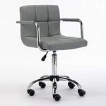 Finch Fox Height-Adjustable Faux-Leather Arm Small Office Desk Chair for Computer, Salon, Spa, Bar, Medical, Kitchen Light Grey