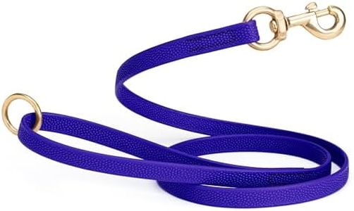 Viper Biothane Dog Leash with No-Slip Pebble Emboss - Waterproof Dog Lead for Training, Beach, Hiking - Great for Play, Camping, or Backyard - Solid Brass Hardware, 5 ft, Blueberry Royal