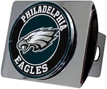 Housse d'attelage chromée Philadelphia Eagles NFL avec Logo de l'équipe 3D coloré par FANMATS – Design Rond Unique en métal moulé – Installation Facile sur Camion, SUV, Voiture pour Les Fans de