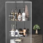 Daoun Shower Caddy Hanging, Shower Rack Hanging Silver Shower Holders for Soap and Shampoo, Over Door Shower Caddy 2 Tier Shower Tidy Hanging(Stainless Steel)