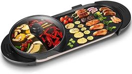 Hot Pot with Grill, 2 in 1 Electric BBQ Grill Hot Pot 28inch, 2000W Non-Stick Barbecue Grill Indoor,Separate Dual Temperature Control