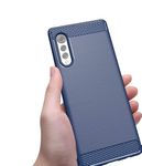 ConnectPoint Case Compatible with LG Velvet, Perfect Fitting Hybrid Edge to Edge Side Protection Carbon Fiber Back Cover for LG Velvet - Blue