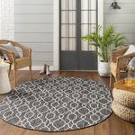 Mark&Day Outdoor Rugs, 6x9 Valentijn Traditional Indoor/Outdoor Dark Gray Oval Area Rug, Non Shedding Dark Grey Carpet for Patio, Porch, Deck, Poolside, Bedroom or Living Room (6'7" x 9' Oval)