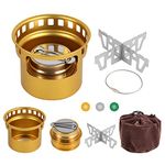 HUANSHA 2 In 1 Mini Alcohol Stove For Camping, Portable Alcohol Burner With Stainless Steel Cross Stand, Storage Bag, Lightweight Tiny Brass Stove For Backpacking Emergency Outdoor Coffee