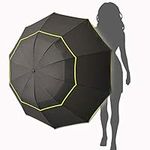 Kalolary Extra Large Golf Umbrella Folding Umbrella Rainproof Compact Black Oversize, Double Canopy Vented Waterproof Stick Travel Umbrellas for Women & Men Home Office Use