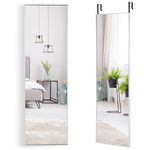 COSTWAY Over the Door Mirror, 120x37cm Full Length Hanging Mirrors with Adjustable Hooks and Aluminum Alloy Frame, Wall Mounted Dressing Mirror for Bathroom, Bedroom and Wardrobe (Silver)