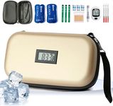 24-Hour Insulin Cooler Travel Case TSA Approved Medication Diabetic Cooler for Daily Life Trip with Thermometer Temperature Display Refrigerated Medicine Organizer Bag Includes 2 Ice Packs(Champagne)
