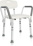 Altus Bathroom Shower Stool Chair Aluminum Adjustable Removable Back Arm