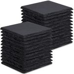 24 Pieces Slate Drink Coasters, GOH DODD 4 Inch Black Stone Coasters Bulk Cup Coaster Set with Anti-Scratch Bottom for Bar Kitchen Home Apartment, Square