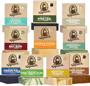 Dr. Squatch Natural Men’s Bar Soap - Cold Process Body Soap Bar with Natural Oils - Gifts for Men - Summer Citrus, Cool Fresh Aloe, Bay Rum, Coconut Castaway & more (5 oz, 10-Pack)