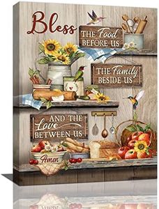 Farmhouse Kitchen Wall Art Christian Kitchen Wall Decor Bless Quotes Kitchen Pictures For Wall Rustic Kitchen Pictures Canvas Prints Motivational Framed Modern Artwork for Home Dining Room 12"x16"