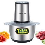 IBELL MT200SM Electric Chopper - 2 Litre Stainless Steel Bowl, 700W, Multi Purpose for Cutting Slicing Meat, Vegetables, Nuts & Fruits (Silver)