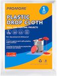 PROMORE 9x12 Ft 3-Mil Clear Plastic Drop Cloth - Heavy-Duty Painter's Sheet for Painting, Furniture, Walls, and Floor Protection (108 Sq Ft)