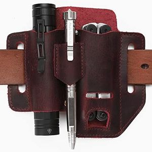 KEVANCHO Multitool Sheath for Belt, Leather Tool Pouch Belt Holster Bag, EDC Pouch Pocket Organizer Case for Knife, Flashlight, Tactical Pen, Camping and Outdoor, Gift for Men, Him, Dad