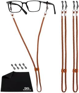 SIGONNA Eye Glass String Strap Holder - Premium ECO Leather Glasses Strap - Eye Glass Chain Holder to Wear - Eyeglass Chain for Man Women - Eyeglass Strap Lanyard - 2 Cords (Brown)