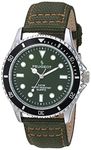 Peugeot Men's Sport Bezel Watch with Green Canvas Wrist Band