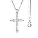 Cross Necklace Women,Silver Necklaces for Women Cross Diamond Pendant Necklace,Dainty Silver Faith Necklace Cross Chain Jewelry White Gold Plated