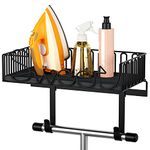 SRIWATANA Ironing Board Hanger Wall Mount, Iron Holder with Large Storage for Laundry Room - Weathered Black