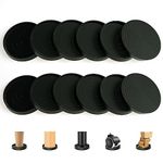 ROUDJER Non Slip Furniture Pads 12Pcs, 2.5" Round Rubber Furniture Coasters, Anti Slip Floor Protectors for Fix in Place Furniture, Sofas, Beds, Chairs, Piano (Black)