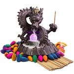 Dragon Incense Waterfall Burner with Color Changing Crystal Ball, Backflow Incense Cones, Insencents Sticks for Home Fragrance and Ornament