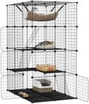 Maxmass Large Cat Cage, Indoor DIY Cat Enclosure with Hammock, Ladders, Doors, Sky Window, Detachable Metal Wire Cat House Pet Shelter Crate Pet Kennel for Small Animal (4-Tier: 109x74x143cm)