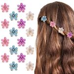 cobee 16PCS Flower Hair Clips, Crystal Rhinestone Petal Hair Clip Small Hair Clips Mini Hair Claw Clips Fashion Hair Accessories for Women Girls Birthday and Wedding Party(Blue, Beige, Pink, Purple)