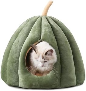 SEAHOME Cute Cat Bed for Indoor Cats, Pumpkin Style Cat Cave Bed Pet Tent Cat House with Removable Cushion Pillow, Soft Semi-Closed Pumpkin Shape Pet Bed for Small, Medium Dogs and Cats