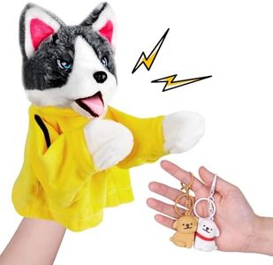 Inmorven Plush Hand Puppets Animals for Kids, Kung Fu Husky Stuffed Animal Puppet Gloves, Boxing Dog Puppet Toys for Toddlers