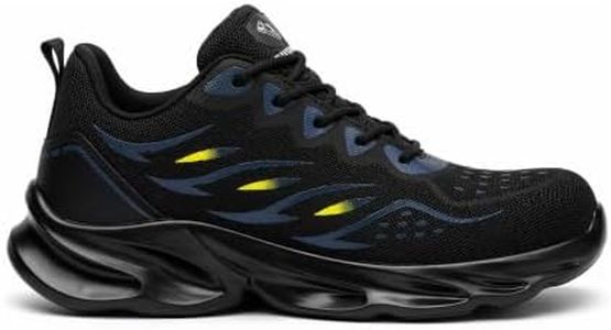 FLEXFORGE Men's Steel Toe Work Shoes Lightweight Breathable Non-Slip Safety Sneakers Puncture Resistant Midsole, Black (Adult, Men, 8, Digital, US Shoe System, Medium (Medium))