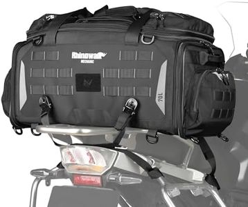 HUNTVP Motorcycle Tail Bag 50-70L Waterproof Expandable Motorcycle Bags for Back Seat Rear Rack Bag Motorbike Trunk Travel Luggage Bags Backpack with MOLLE System, Black