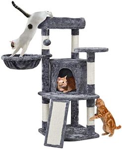 Yaheetech 107cm Cat Tree Cat Climbing Tower with Scratching Posts/Condo/Basket, Cat Activity Centre for Small/Medium Cats, Dark Grey