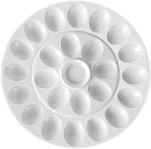 Flexzion Deviled Egg Tray - Ceramic White Porcelain 25 Cup Eggs Serving Tray Catering Platter for Hard Boiled Devil Eggs, Easter Eggs Holder & Deserts Unique Decorative Kitchen Dish Plate Palette