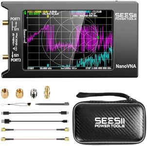 SEESII NanoVNA-H4 Vector Network Analyzer V4.4 9KHz-1.5GHz with 4" Touch Screen and EVA Hard Shell Protective Storage Case for Antenna Analyzer, Waterproof Shockproof with Carry Strap