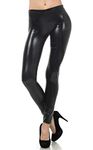 Womens Stretchy Wet Look Shiny Metallic Legging – Ladies Elastic Waist Retro 80’s Disco Pants Club Party Fancy Dress Leggings Size UK 20-22 Black