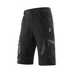 ARSUXEO Men's Cycling Shorts Loose Fit Mountain Bike Shorts Water Resistant Outdoor Sports Bottom with 7 Pockets 1202 Black M