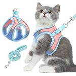 AUTOWT Cat Harness and Leash for Walking, Escape Proof Soft Adjustable Vest Harnesses Leash Set for Small Medium Large Cats, Easy Control Cat Jacket with Reflective Strips for Kitten(Blue,Large)