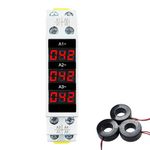 Amicisense 3-In-1 Ammeter, Ac 80~500V 100A Mini Current Tester With 3 Led Display, 35Mm Din Rail Mounted - Multicolor