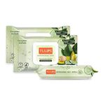 Tulips Refreshing, Makeup Remover, Everyday Cleaning Wet Wipes Biodegradable Fabric LID Pack (Cucumber & Avocado, Pack of 3)