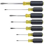 Klein Tools 85076 Screwdriver Set, Slotted and Phillips Screwdrivers with Non-Slip Cushion-Grip Handles and Tip-Ident, 7-Piece