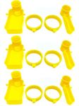 Bird Cage Feeder and Drinker Cups Yellow for Any Bottle Use with Free Bottle Holder Rings (Pack of 3)