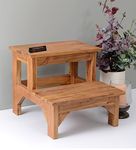 CRAFT D ARTS Solid Sheesham Wood Double Step Stool for Kitchen | Wooden Foot Rest 2 Step Stool for Living Room | Rosewood, Teak Finish