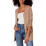 Amazon Essentials Women's Lightweight Open-Front Cardigan Sweater, Camel Heather, Medium