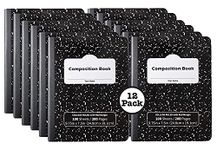 Composition Book, College Ruled Comp Note Book, Writing Journal Notebooks with Lined Paper, Home School Supplies for College Students K-12 - Black Marble - 12 Pack