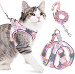 SlowTon Cat Harness and Leash for Walking, Adjustable Escape Proof Vest Harness for Kitten with Reflective Strips Lightweight Step-in Jacket for Cats Puppy Small Pet Traveling Hiking